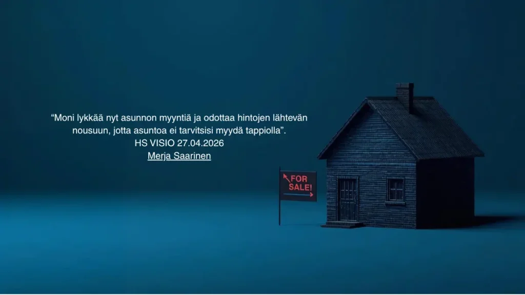Moni lykkää nyt asunnon myyntiä ja odottaa hintojen lähtevän nousuun, jotta asuntoa ei tarvitsisi myydä tappiolla.